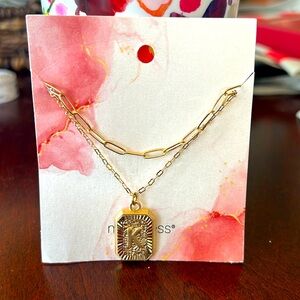MIA & TESS “K” pendant double necklace ~ gold colored